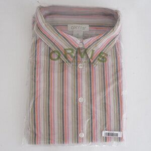 NWT Orvis Multicolor Stripe Cotton Button Down Dress Shirt Size 14